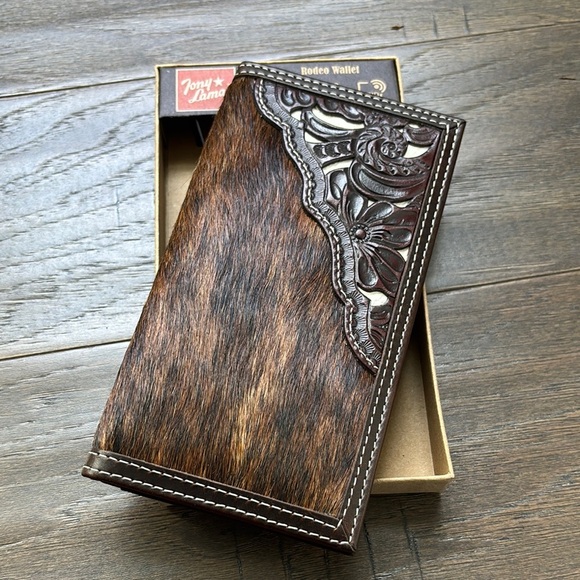 Tony Lama | Bags | Tony Lama Genuine Leather Brindlecowhide Rfid Bifold ...